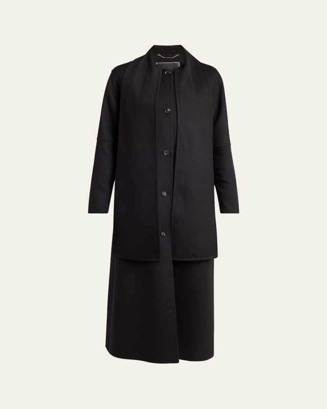 Scarf-Neck Cashmere Overcoat